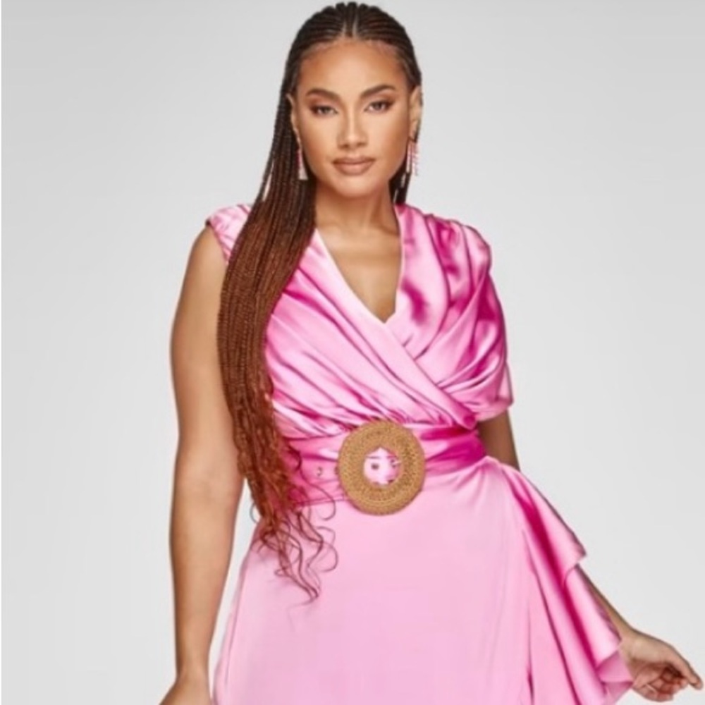 GarnerStyle × FTF Pink Ruffle Wrap Maxi Dress | Size 1X | NWT